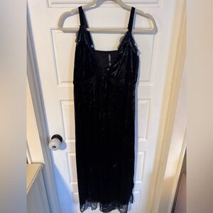 Torrid Black Velvet Chemise with Lace Trim